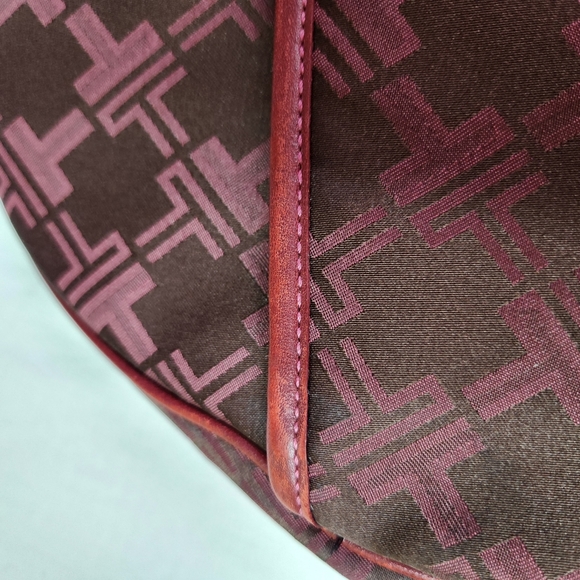 Tumi Signature Monogram laptop tablet tote bag maroon pink lining - Picture 9 of 16